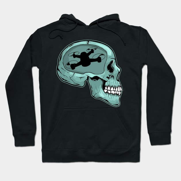 Funny Drone Pilot Skull Quadcopter Drones Lover Hoodie by Acroxth